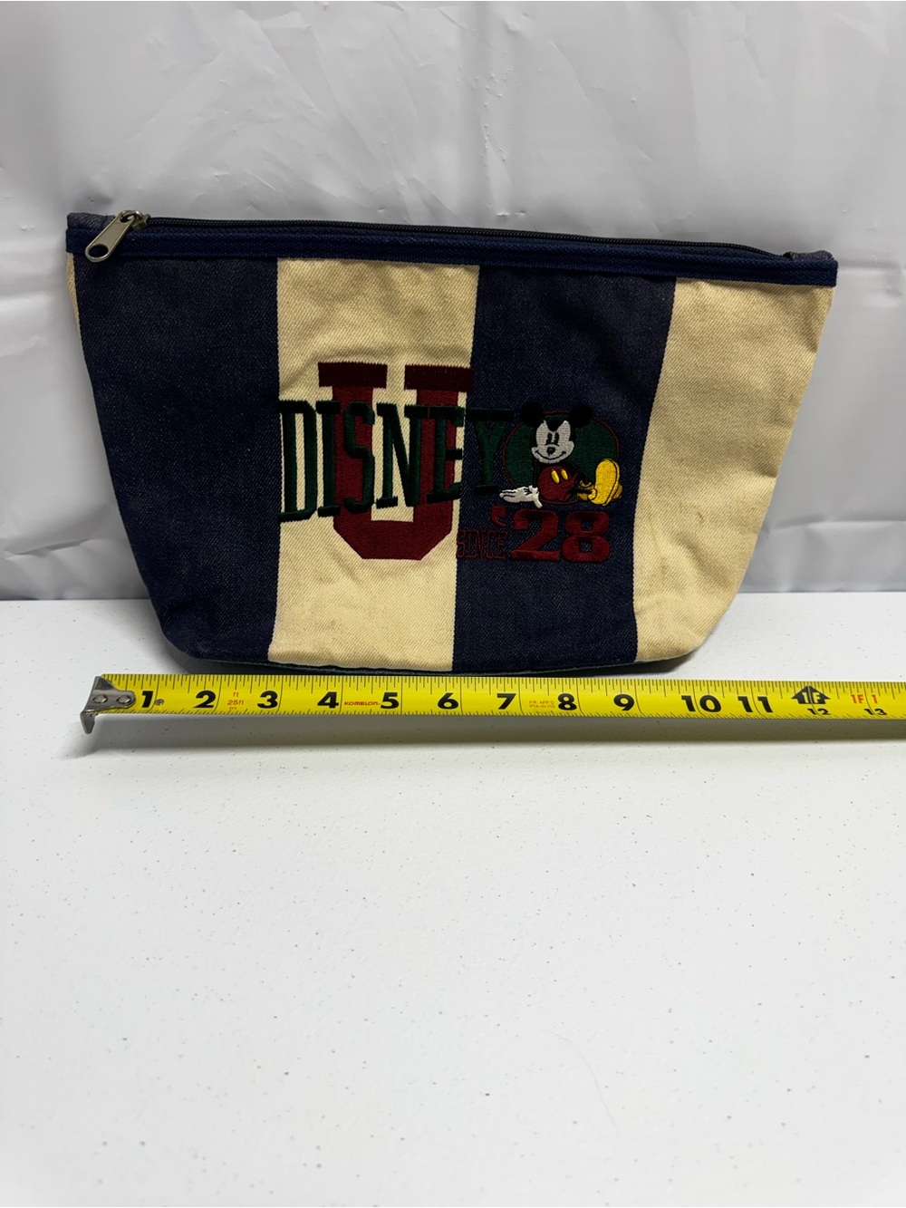 Disney University Mickey Denim Zipper Bag Makeup Travel Bag